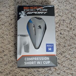 Shock Doctor Compression Short with Cup - Blue/Gray